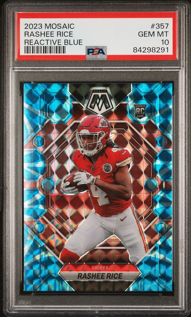 2023 Panini Mosaic 357 Rashee Rice Reactive Blue PSA 10