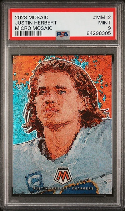 2023 Panini Mosaic Micro Mosaic Mm12 Justin Herbert PSA 9