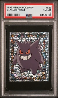 1999 Merlin Pokemon S15 Gengar-prism PSA 8