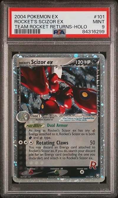 2004 Pokemon Ex Team Rocket Returns 101 Rocket's Scizor Ex-holo PSA 9
