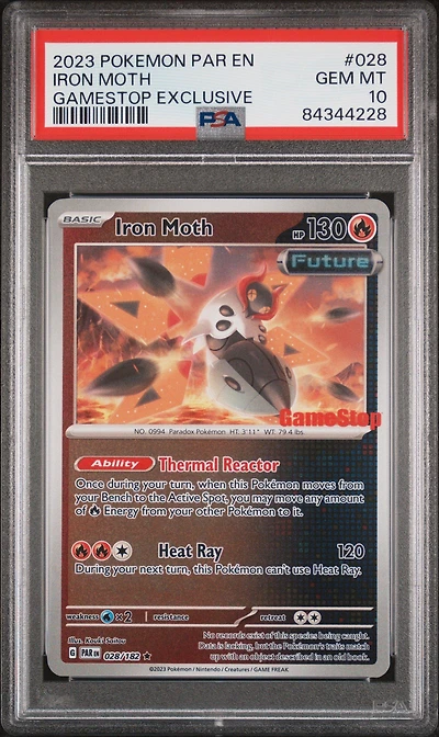 2023 Pokemon Par En-paradox Rift 028 Iron Moth Gamestop Exclusive PSA 10