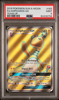 2019 Pokemon Sun & Moon Team Up 163 Full Art/ampharos Gx PSA 9
