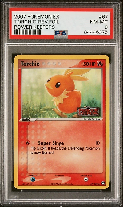 2007 Pokemon Ex Power Keepers 67 Torchic-reverse Foil PSA 8