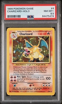 1999 Pokemon Game 4 Charizard-holo PSA NM-MT+ 8.5