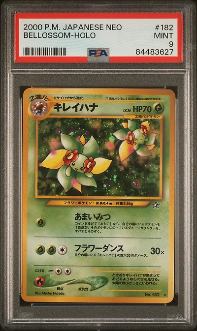 2000 Pokemon Japanese Neo 182 Bellossom-holo PSA 9