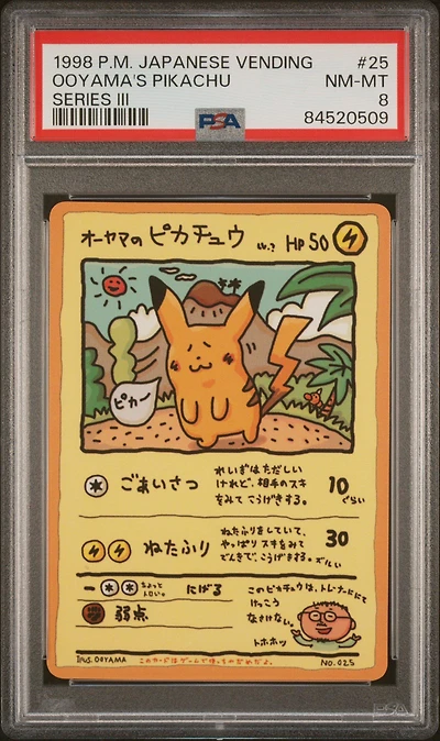 1998 Pokemon Japanese Vending 25 Ooyama's Pikachu Series Iii PSA 8