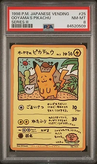1998 Pokemon Japanese Vending 25 Ooyama's Pikachu Series Iii PSA 8