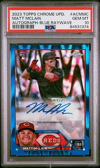 2023 Topps Chrome Update Autograph Acmmc Matt Mclain Blue Raywave Refractor PSA 10