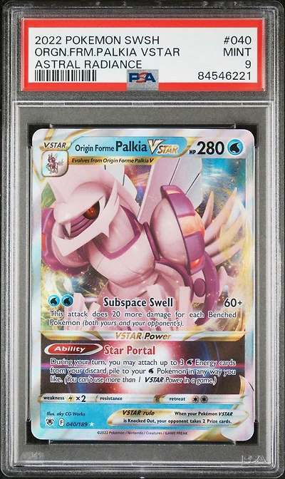 2022 Pokemon Sword & Shield Astral Radiance 040 Origin Forme Palkia Vstar PSA 9
