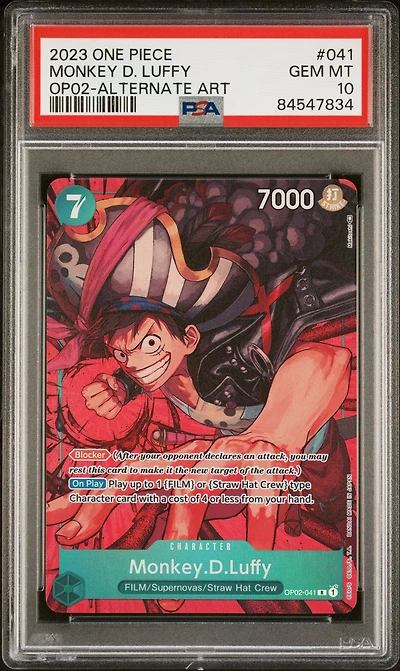 2023 One Piece Paramount War 041 Monkey D. Luffy Alternate Art PSA 10