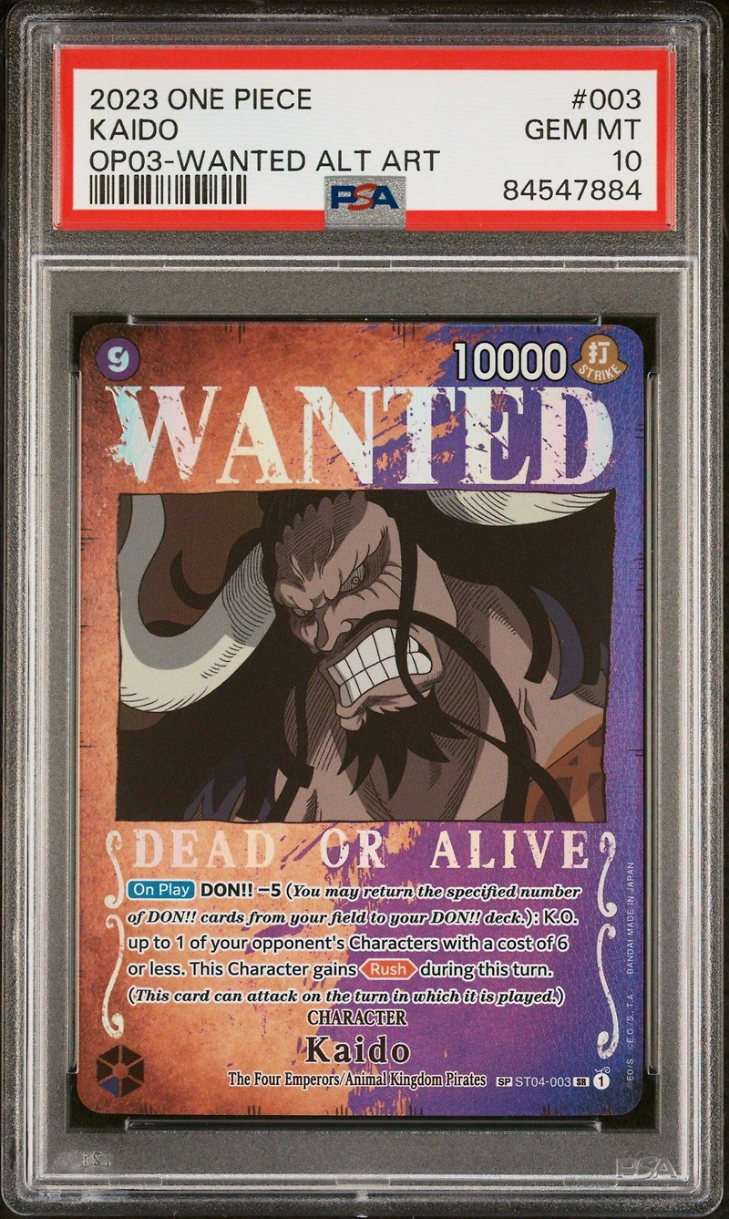 2023 One Piece Op03-pillars Of Strength 003 Kaido Wanted Alternate Art PSA 10