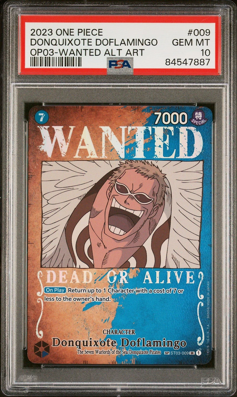 2023 One Piece Op03-pillars Of Strength 009 Donquixote Doflamingo Wanted Alternate Art PSA 10