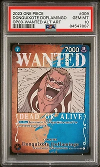 2023 One Piece Op03-pillars Of Strength 009 Donquixote Doflamingo Wanted Alternate Art PSA 10