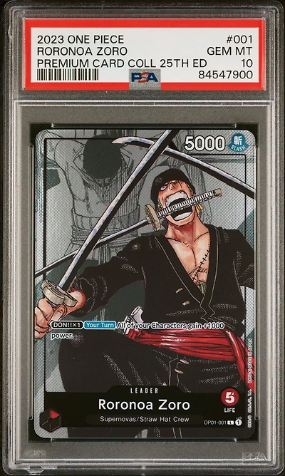 2023 One Piece Premium Bandai Premium Card Collection 25th Edition 001 Roronoa Zoro PSA 10