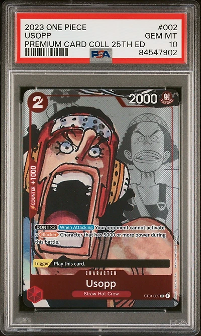2023 One Piece Premium Bandai Premium Card Collection 25th Edition 002 Usopp PSA 10