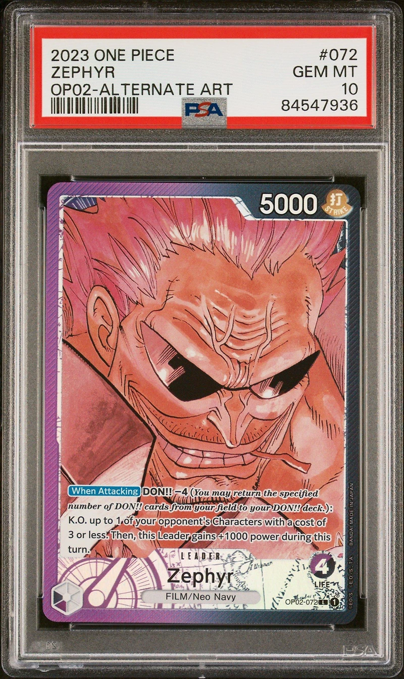 2023 One Piece Paramount War 072 Zephyr Alternate Art PSA