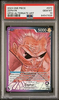 2023 One Piece Paramount War 072 Zephyr Alternate Art PSA