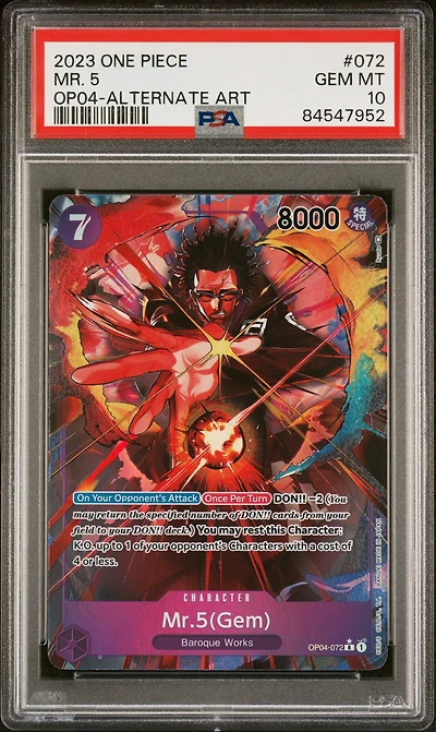 2023 One Piece Kingdoms Of Intrigue 072 Mr. 5 Alternate Art PSA 10