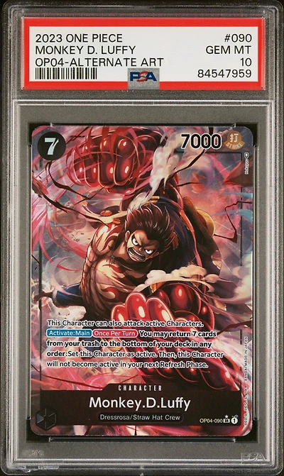 2023 One Piece Op04-kingdoms Of Intrigue 090 Monkey D. Luffy Alternate Art PSA 10