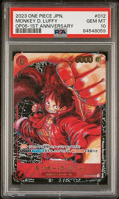 2023 One Piece Japanese Awakening Of The New Era 012 Monkey D. Luffy PSA 10