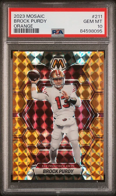 2023 Panini Mosaic 211 Brock Purdy Orange PSA 10