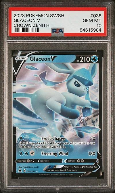 2023 Pokemon Sword And Shield Crown Zenith 038 Glaceon V PSA 10