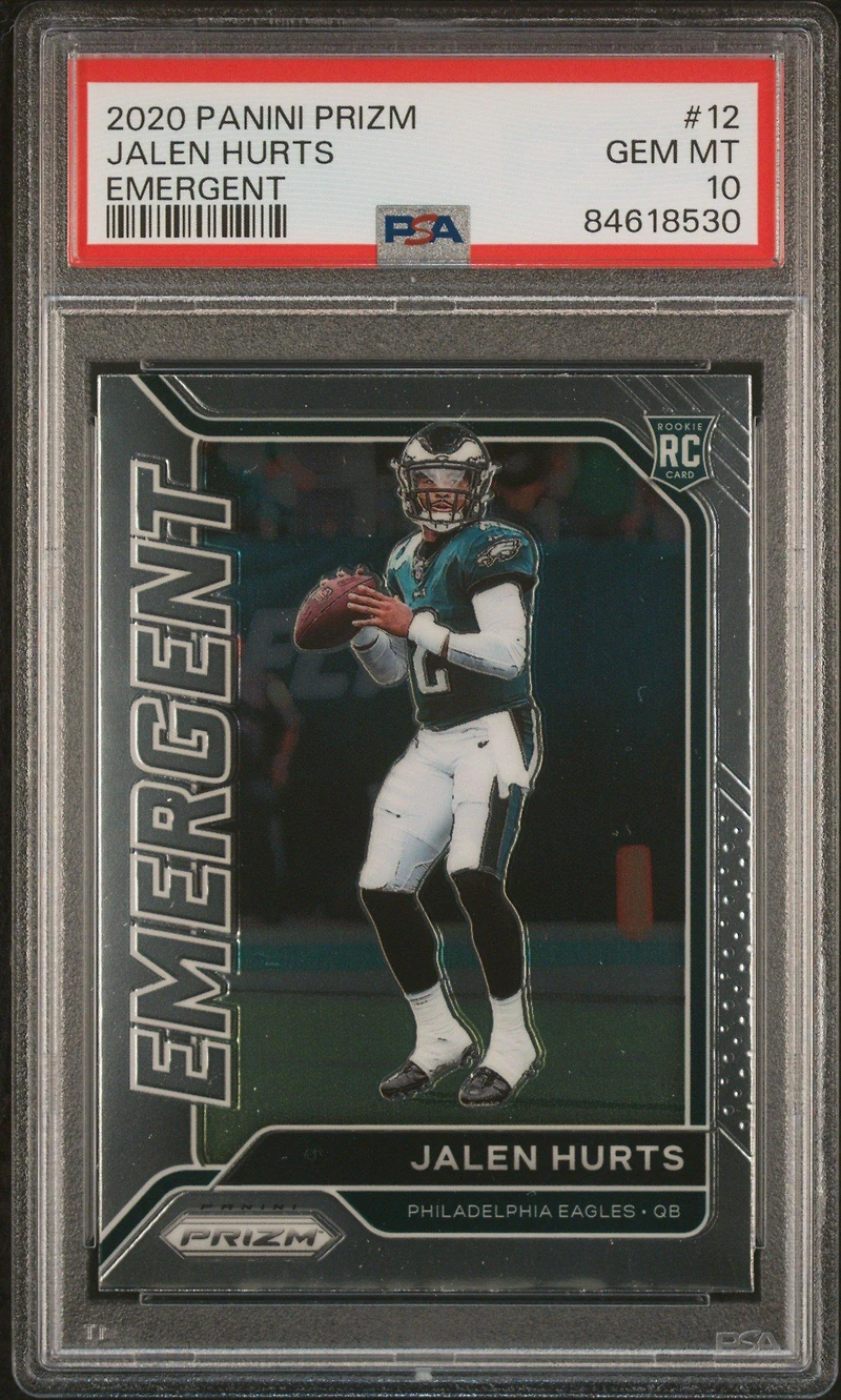 2020 Panini Prizm Emergent 12 Jalen Hurts PSA 10