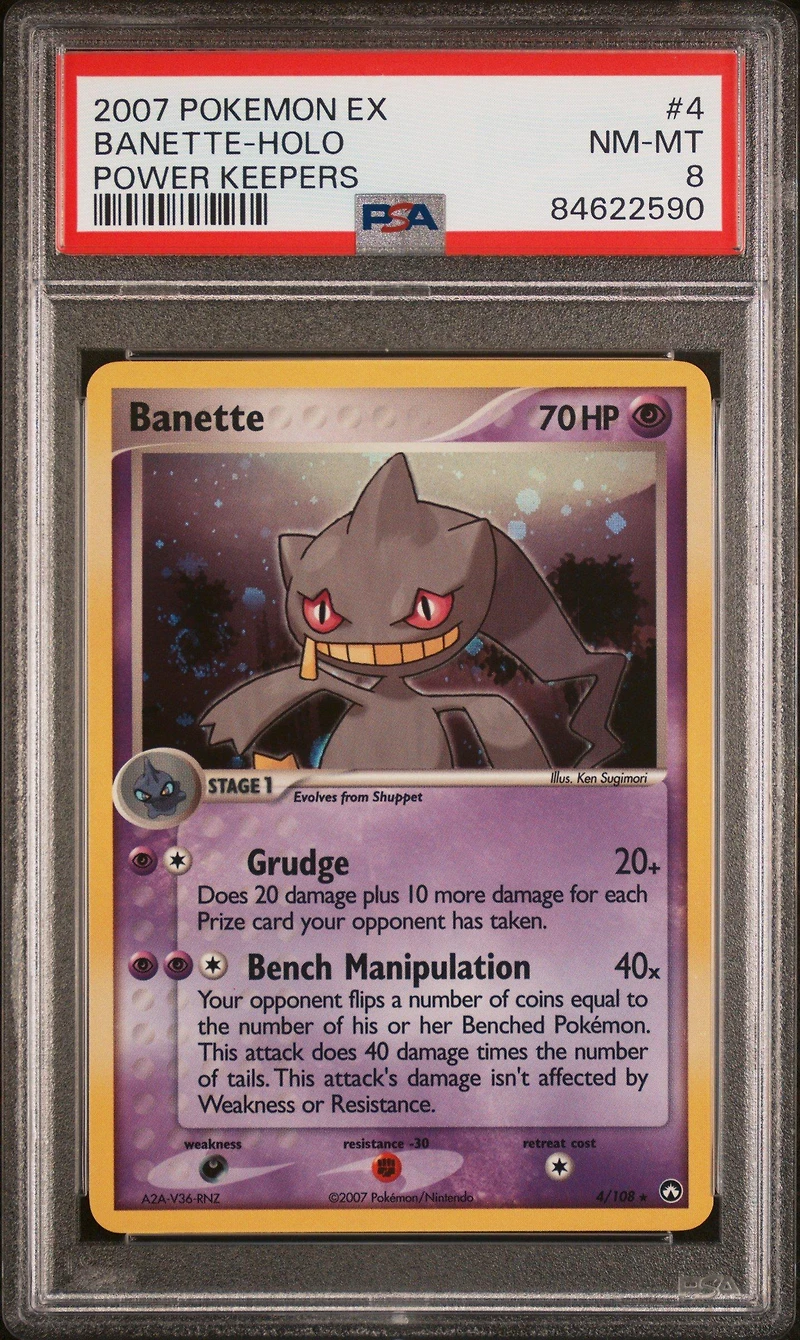 2007 Pokemon Ex Power Keepers 4 Banette-holo PSA 8