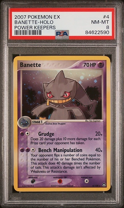 2007 Pokemon Ex Power Keepers 4 Banette-holo PSA 8