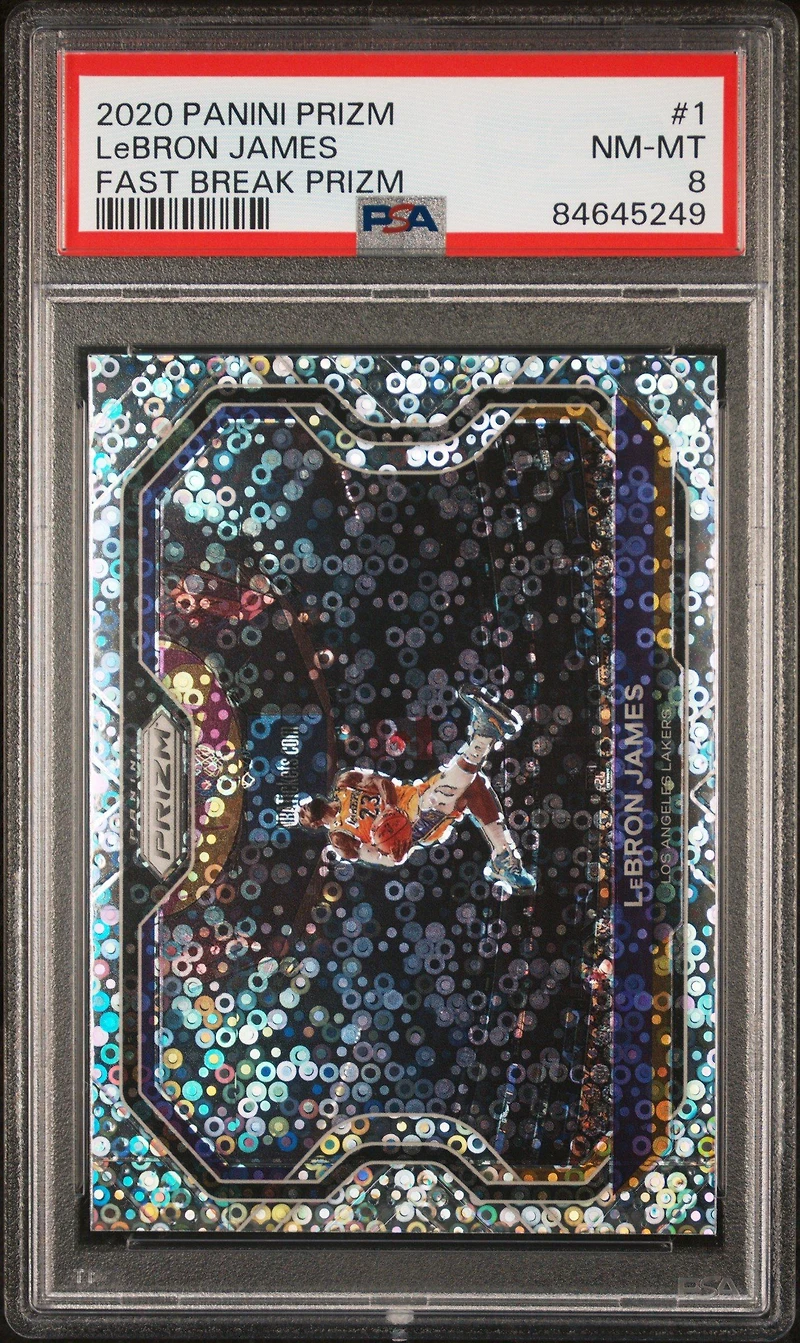 2020 Panini Prizm 1 Lebron James Fast Break Prizm PSA 8