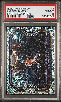 2020 Panini Prizm 1 Lebron James Fast Break Prizm PSA 8