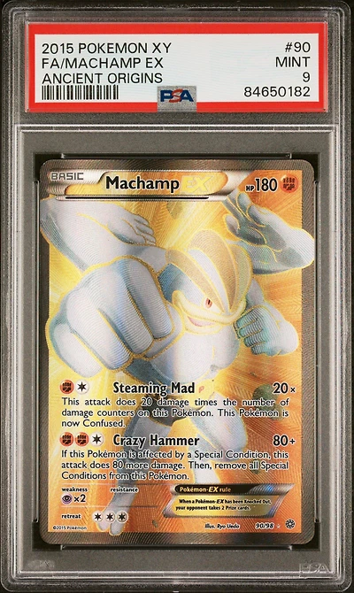 2015 Pokemon Xy Ancient Origins 90 Full Art/machamp Ex PSA 9