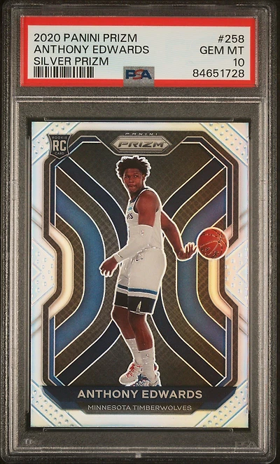2020 Panini Prizm 258 Anthony Edwards Silver Prizm PSA