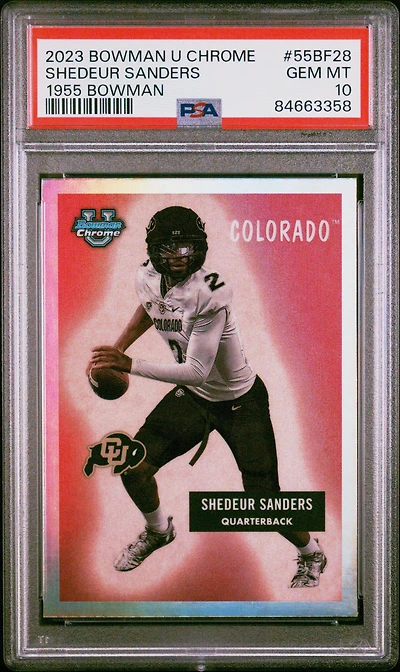 2023 Bowman University Chrome 1955 Bowman 55bf28 Shedeur Sanders PSA 10