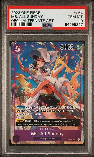 2023 One Piece Kingdoms Of Intrigue 064 Ms. All Sunday Alternate Art PSA