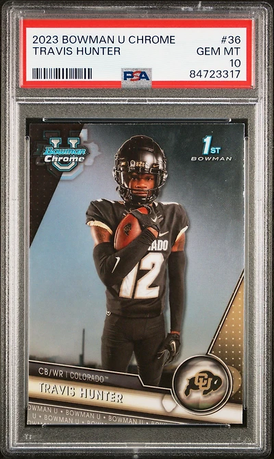 2023 Bowman University Chrome 36 Travis Hunter PSA 10