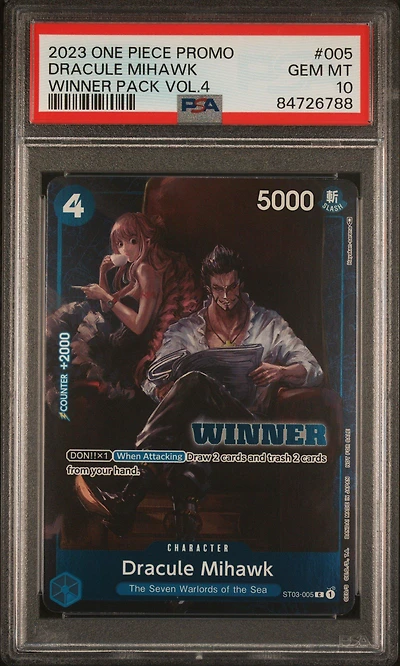 2023 One Piece Promos 005 Dracule Mihawk Winner Pack Vol.4 PSA 10