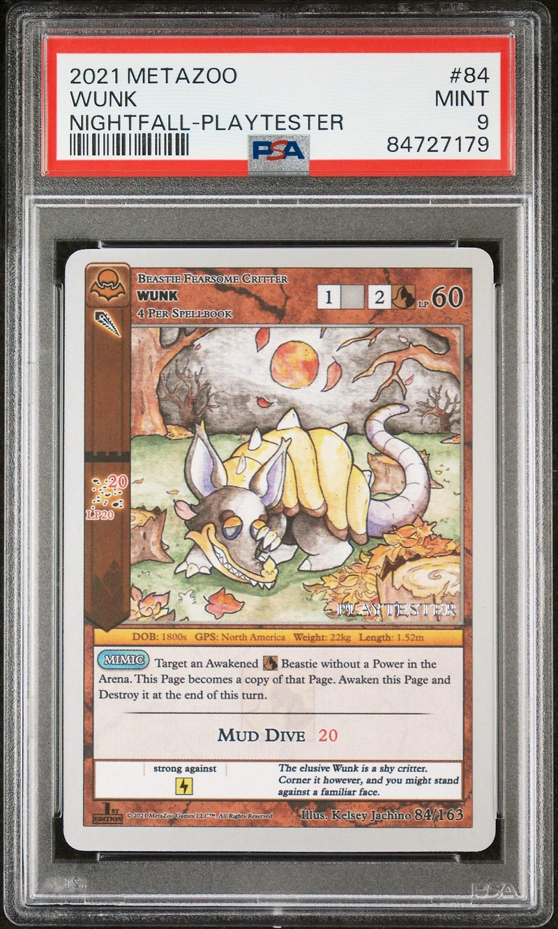 2021 Metazoo Nightfall 84 Wunk Playtester PSA 9