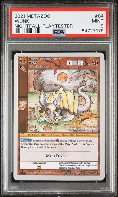 2021 Metazoo Nightfall 84 Wunk Playtester PSA 9