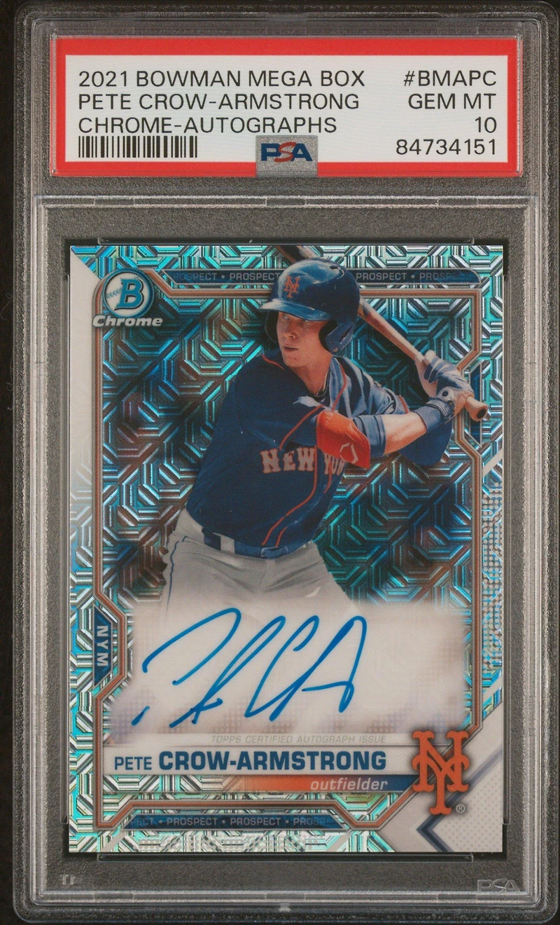 2021 Bowman Mega Box Chrome Autographs Bmapc Pete Crow-armstrong PSA 10