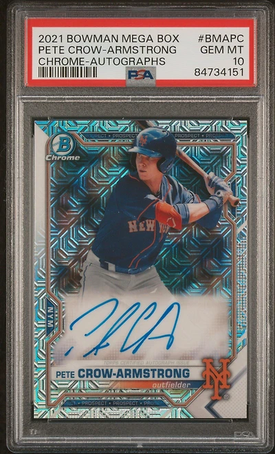 2021 Bowman Mega Box Chrome Autographs Bmapc Pete Crow-armstrong PSA 10