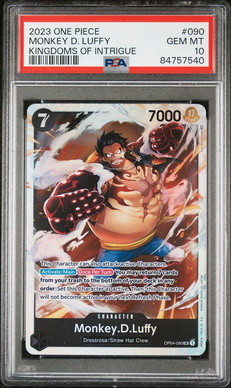 2023 One Piece Op04-kingdoms Of Intrigue 090 Monkey D. Luffy PSA 10