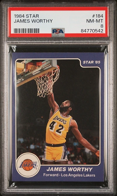 1984 Star 184 James Worthy PSA 8