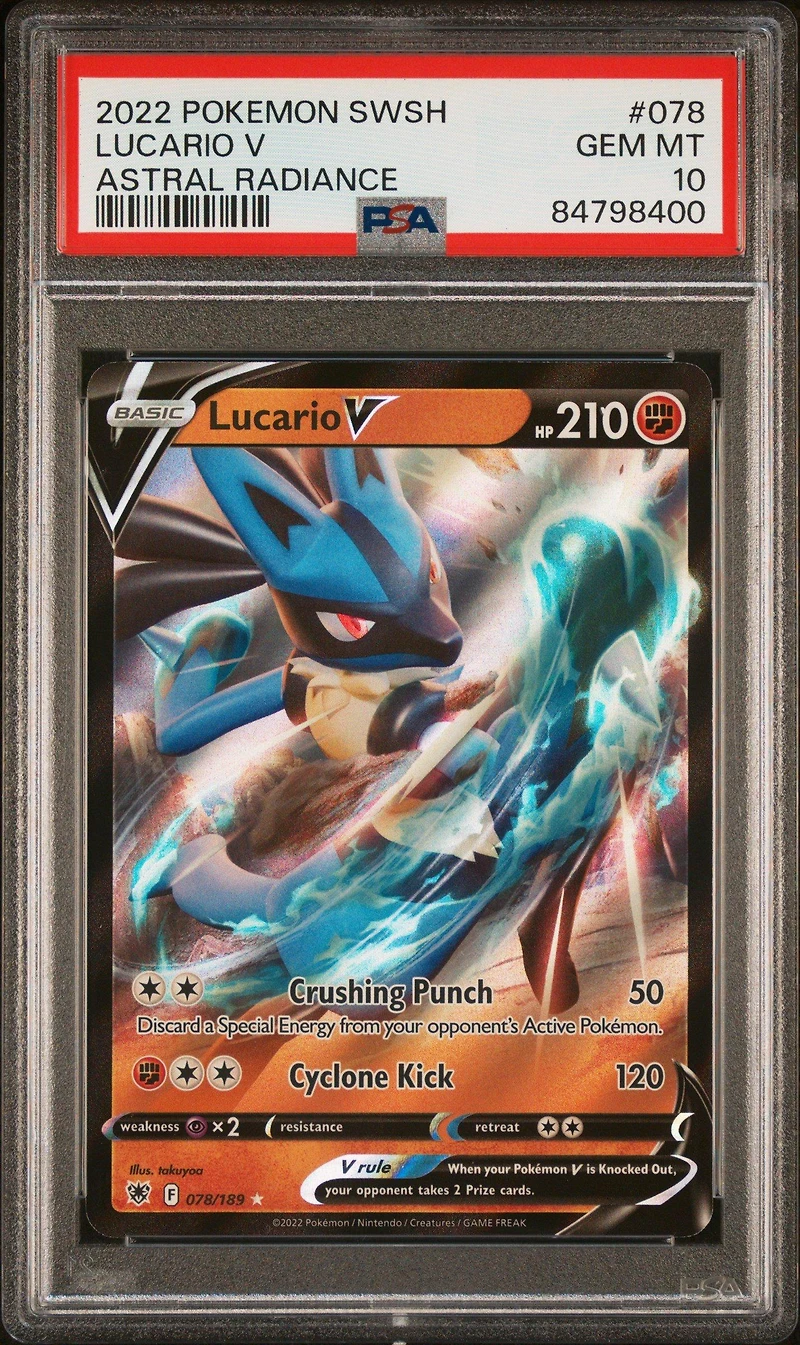 2022 Pokemon Sword & Shield Astral Radiance 078 Lucario V PSA 10