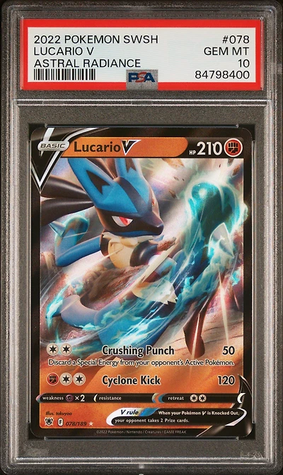 2022 Pokemon Sword & Shield Astral Radiance 078 Lucario V PSA 10