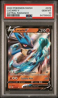 2022 Pokemon Sword & Shield Astral Radiance 078 Lucario V PSA 10