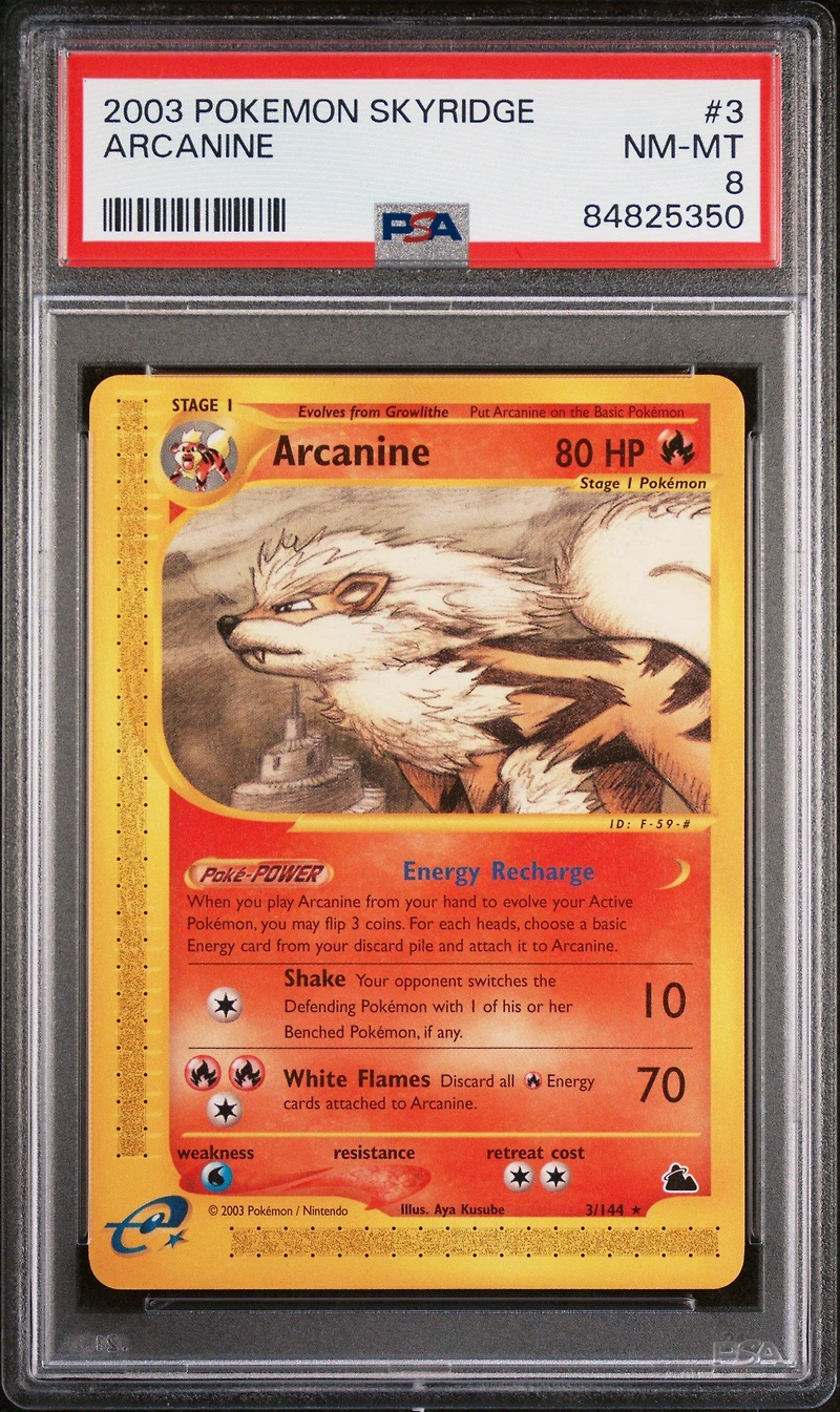 2003 Pokemon Skyridge 3 Arcanine PSA 8
