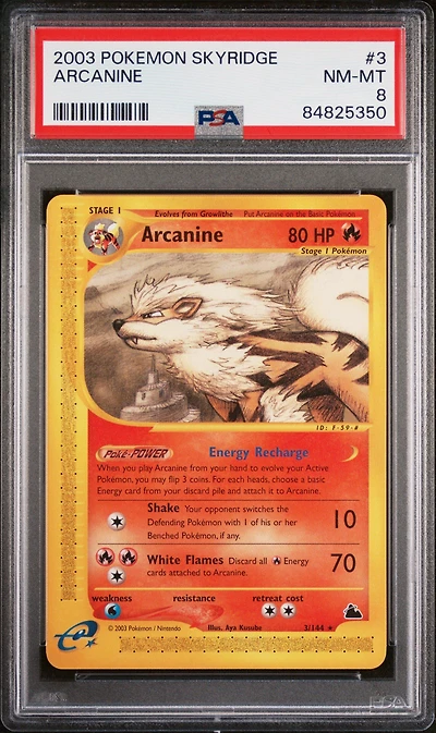 2003 Pokemon Skyridge 3 Arcanine PSA 8