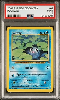 2001 Pokemon Neo Discovery 62 Poliwag PSA 9