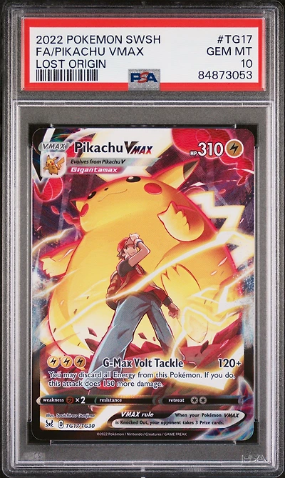 2022 Pokemon Sword & Shield Lost Origin Tg17 Fa/pikachu Vmax PSA 10
